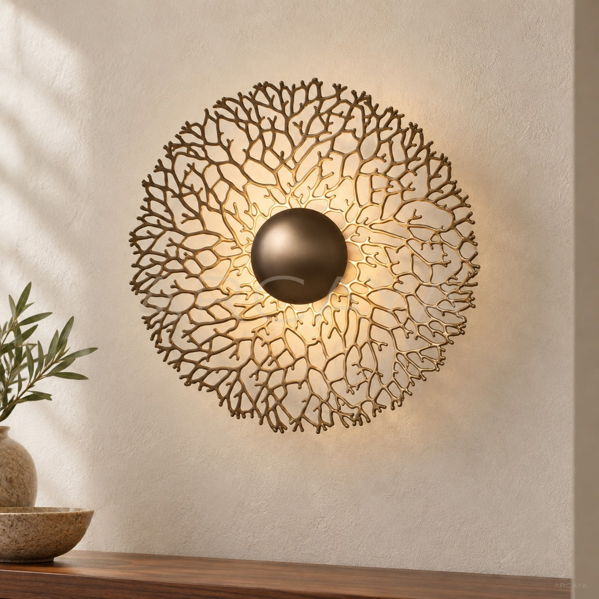 Gold Coral Lace Round Wall Light 80561 - main