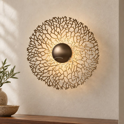 Gold Coral Lace Round Wall Light 80561 - main