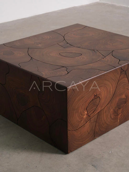 Wood Grain Patchwork Art Side Table - detail