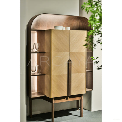 Curved Wine Cabinet With Light - scene