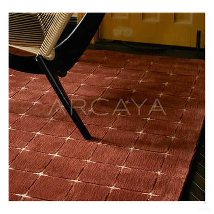 Terracotta Dot Check Rug Dsm P022 F - scene