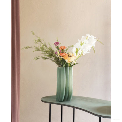 Mid Century Wide Mouth Lily Glass Vase - scene