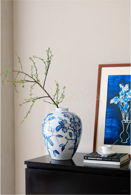 Chinese Blue White Jar Hydroponic Vase Large - scene