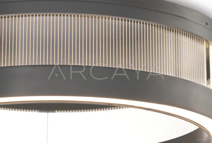 Black Frame Ribbed Glass Ring Ceiling Light 97077 - detail