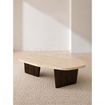 Cream Style Travertine Coffee Table - scene