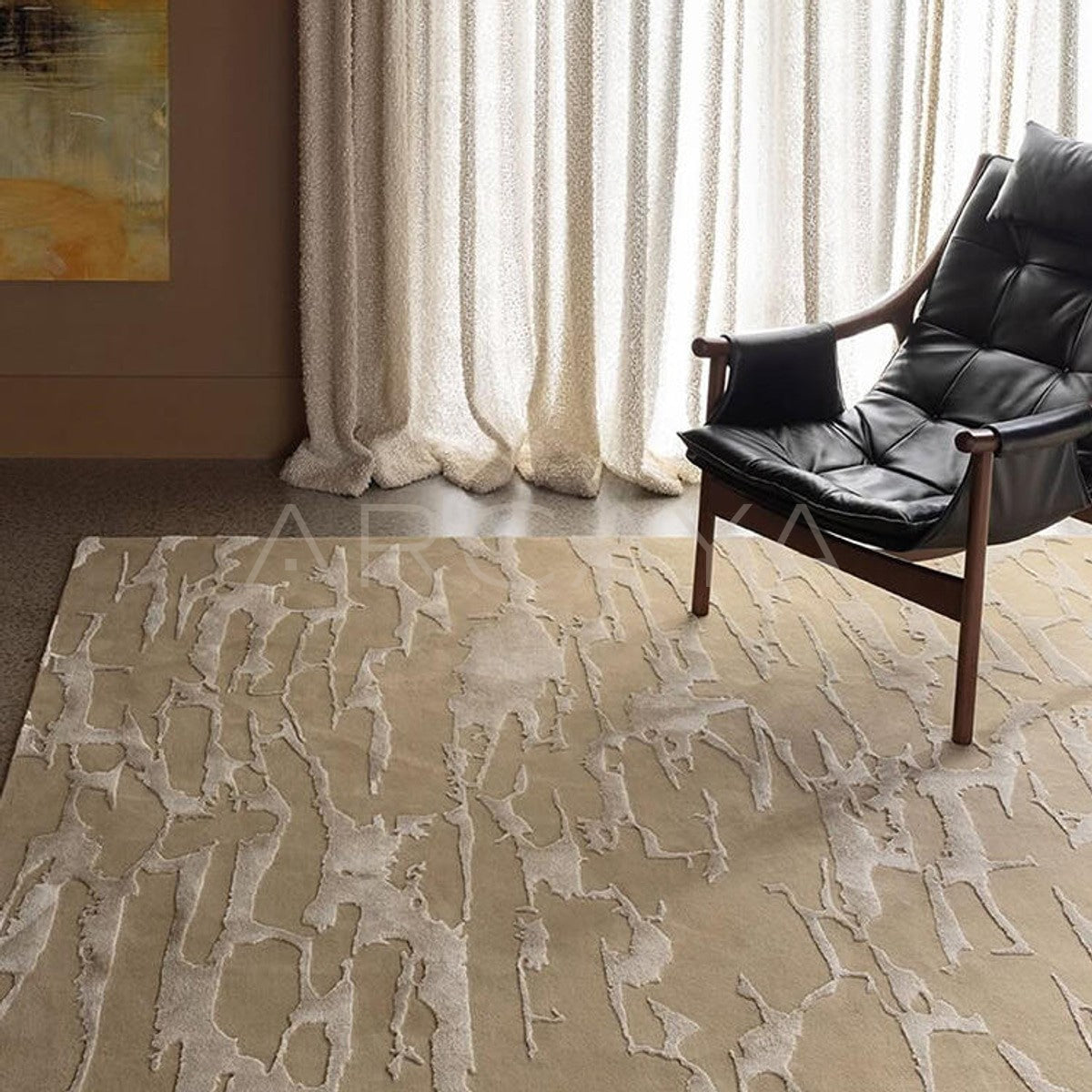 Earth Tone Stain Resistant Rug in detail