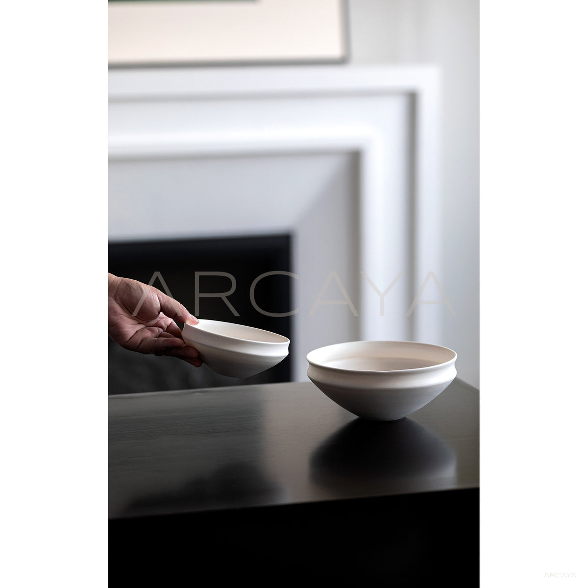 Folded Edge Ceramic Soup Bowl in detail
