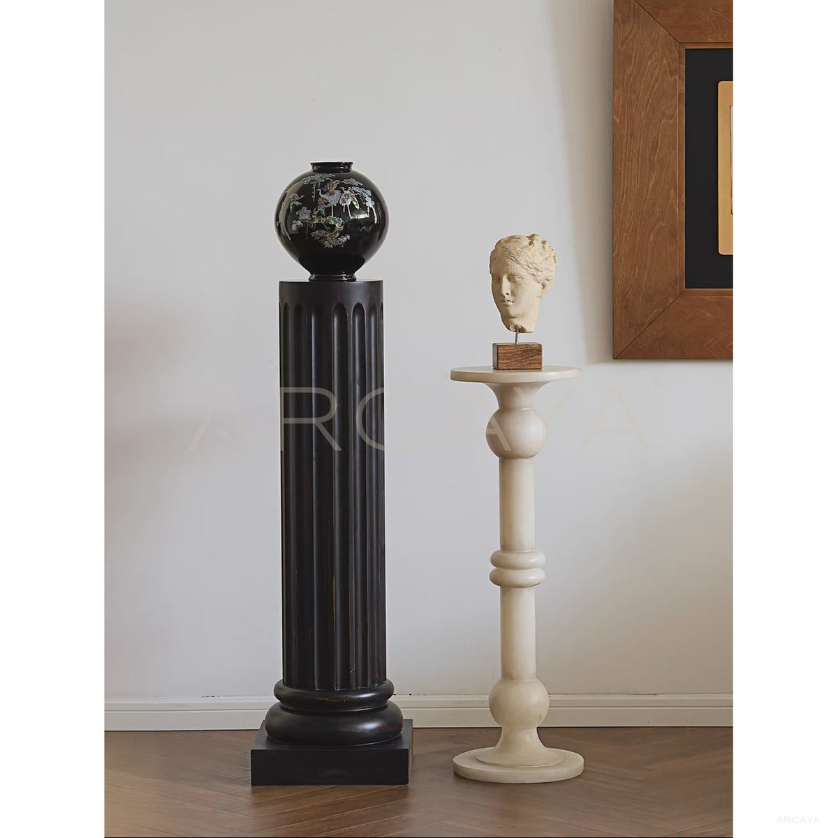 Black Walnut Roman Column Pedestal — Display Pedestals in detail