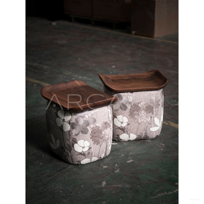 Fabric Solid Wood Tea Stool - scene