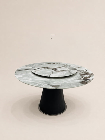 Daze Fendi Jade Stone Round Dining Table - scene