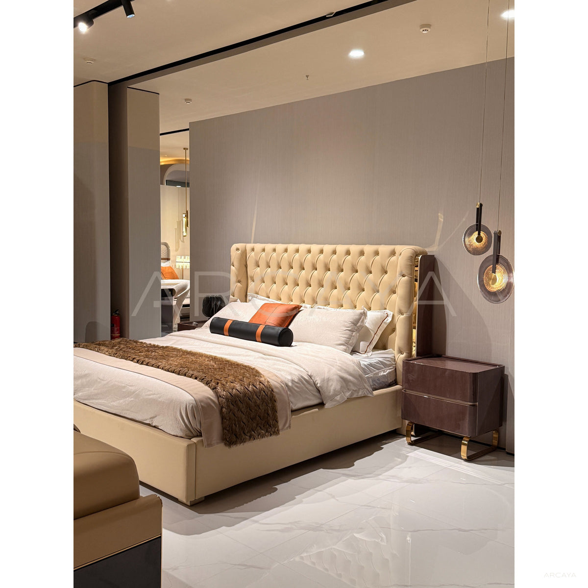 Bella Italian Leather Bed in detail