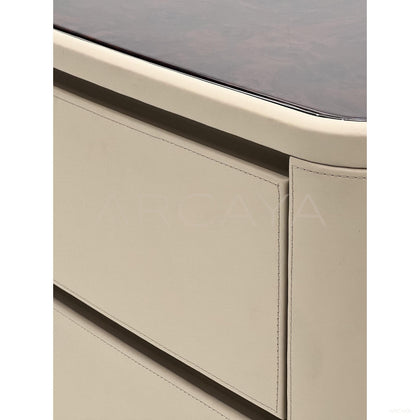 Nappa Leather Curved Milk Coffee Sideboard - scene