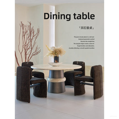 Soft Light Travertine Dining Table - scene