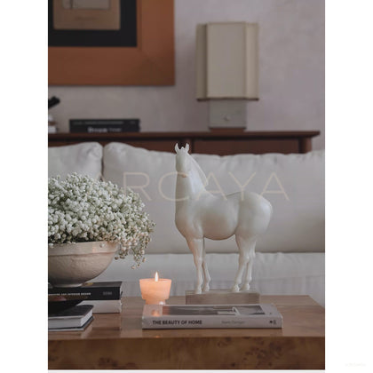Faux Jade White Horse Sculpture - scene