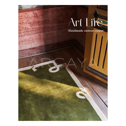 Olive Green Ribbon Border Rug Dsm P017 C03 - scene