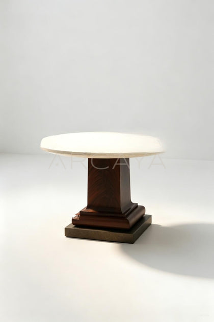 Cream Travertine Round Table - scene