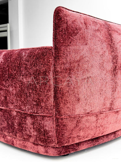 Bean Paste Pink Chenille Sofa - detail