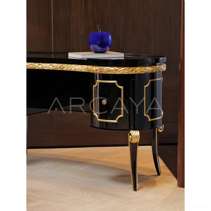 Makayla Black Gold Classical Vanity Table - scene