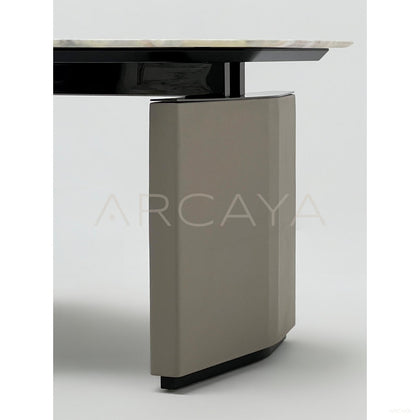 Italian Irregular Stone Leather Executive Desk - scene