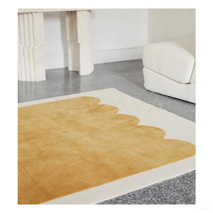Light Yellow Stripe Fringe Rug Dsm P030 F - scene