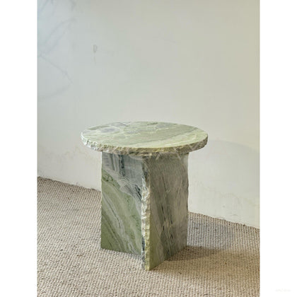 Custom Green Marble Live Edge Piece — Side Table - scene