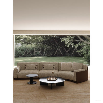 Italian Leather Fabric Minimalist Sofa - scene