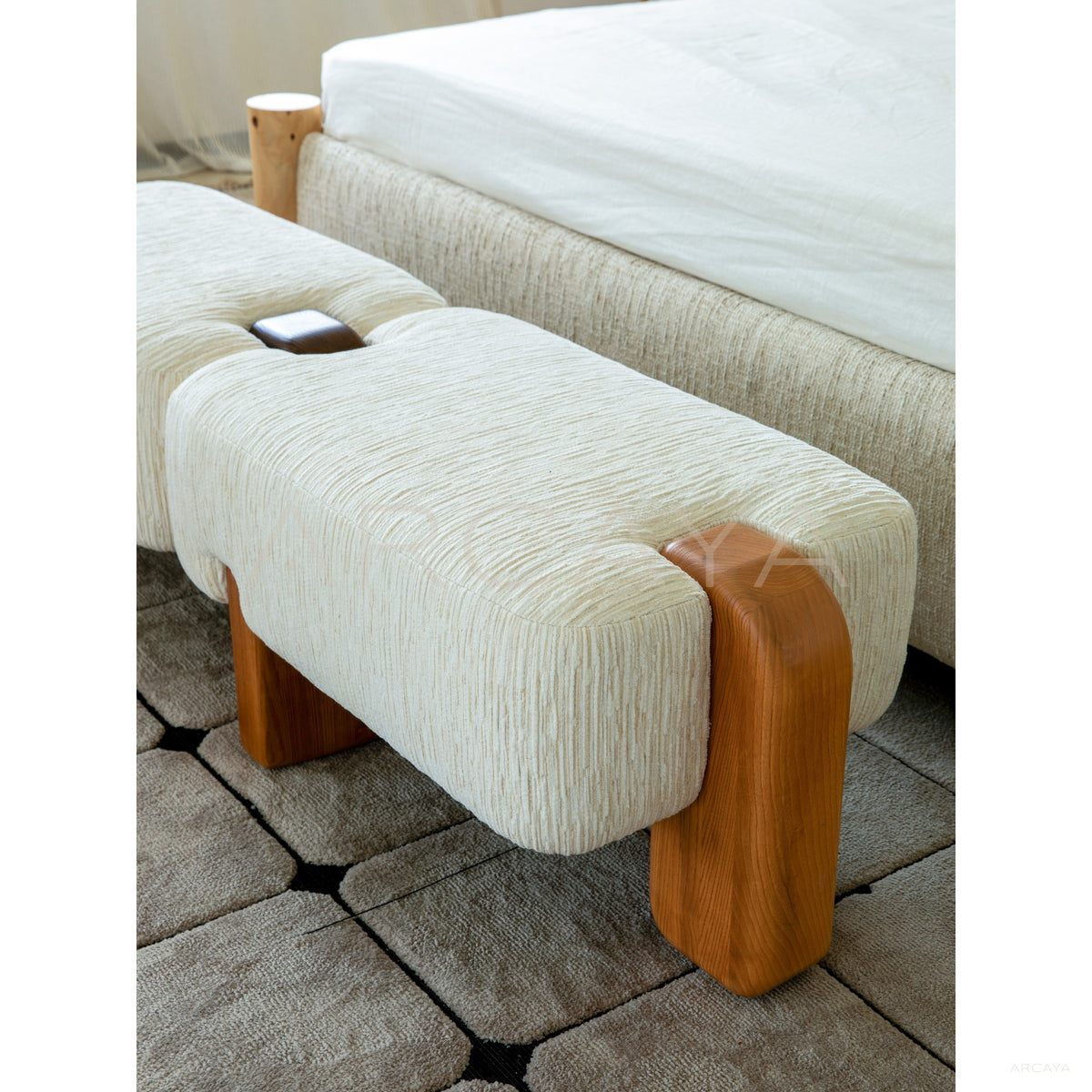 Lotus Root Modular Upholstered Bench in detail