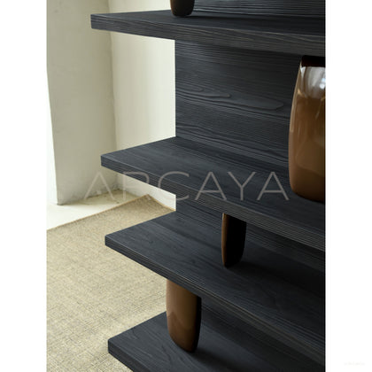 Sandblasted Cedar Old Money Bookshelf - scene
