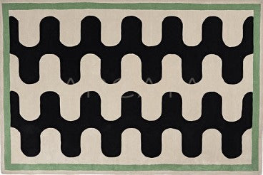 Black White Wave Check Rug Dsm P035 F1 - scene