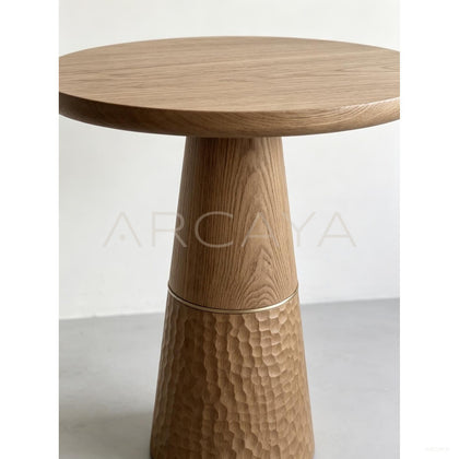Ash Wood Hammered Side Table - scene