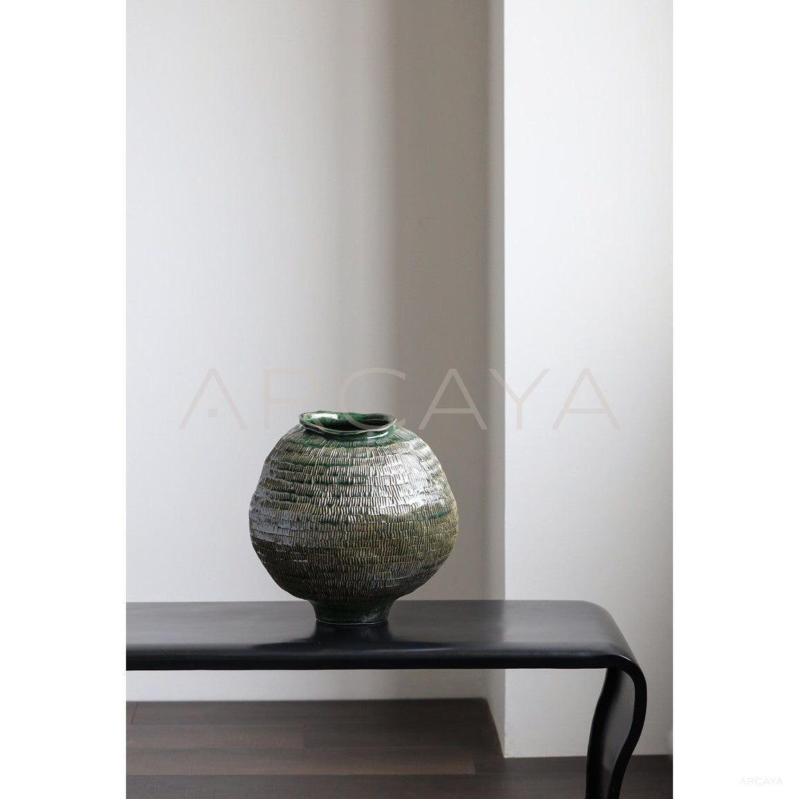Handmade Textured Irregular Round Belly Vase in detail