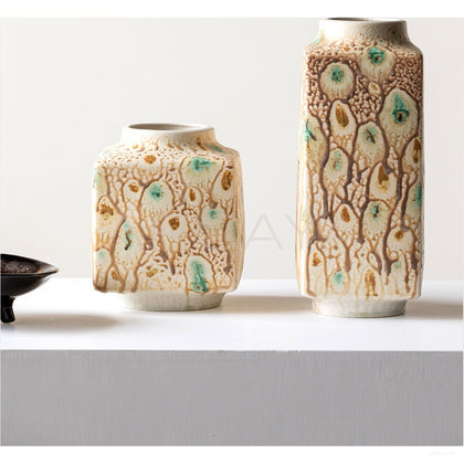 Vintage Kiln Glaze Speckled Ceramic Vase - scene