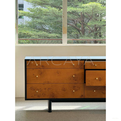 Mid Century Burl Veneer Cabinet - scene