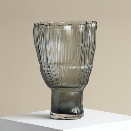 Ribbed Smoked Glass Vase - main