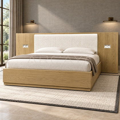 Solid Wood Floating Headboard Bed - main