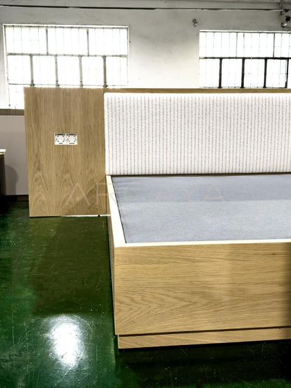 Solid Wood Floating Headboard Bed - scene