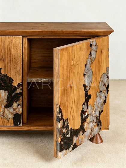 Solid Wood Inlaid Sideboard - detail
