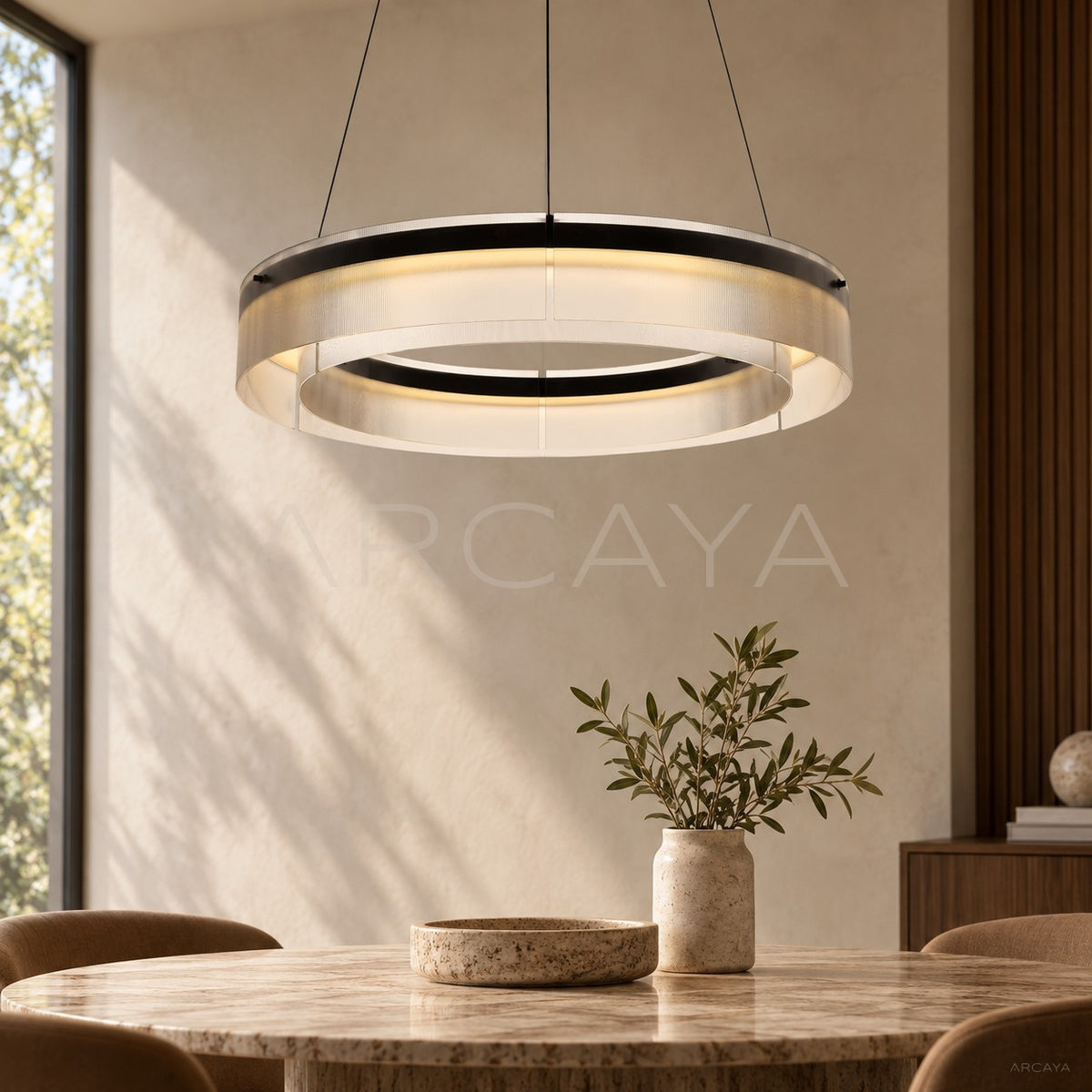 Ribbed Glass Ring Single Pendant Light 21840 - main