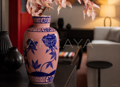 Hand Painted Blue White Ceramic Vase Boxi - scene