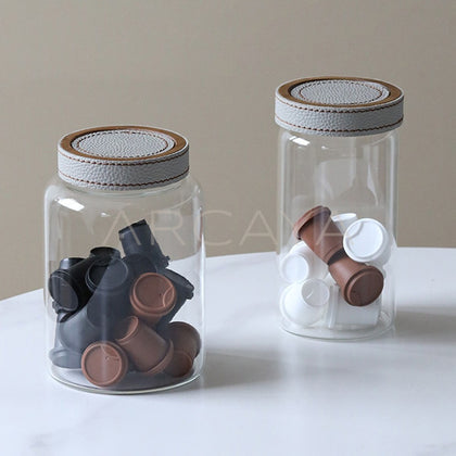 Leather Wrapped Glass Storage Jar - main