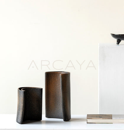 Wabi Sabi Twisted Irregular Ceramic Vase - scene