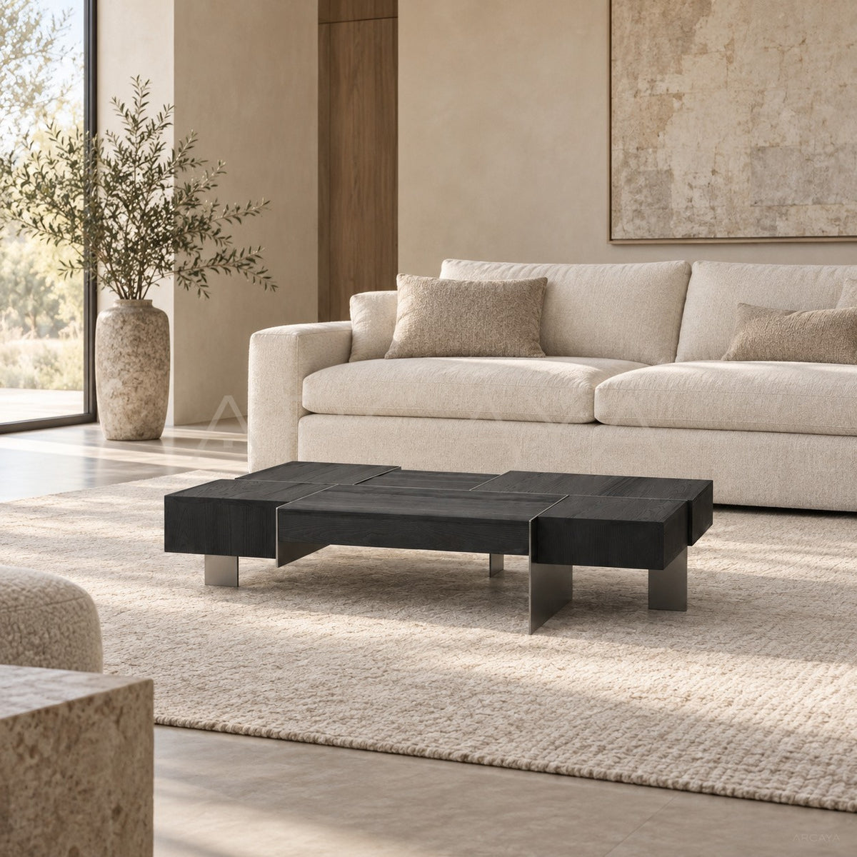 Kitale Black Oak Coffee Table in detail