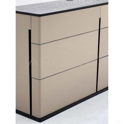 Nappa Leather Vertical Seam Minimalist Sideboard - scene