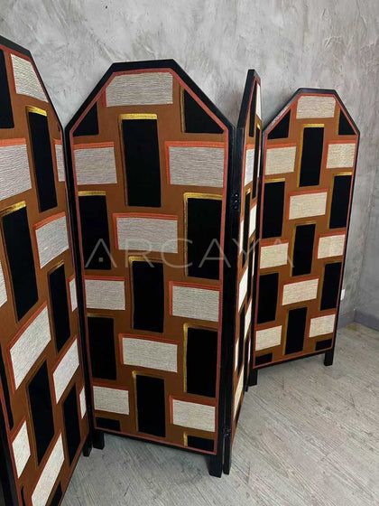 Mid Century Geometric Collage Folding Screen - scene