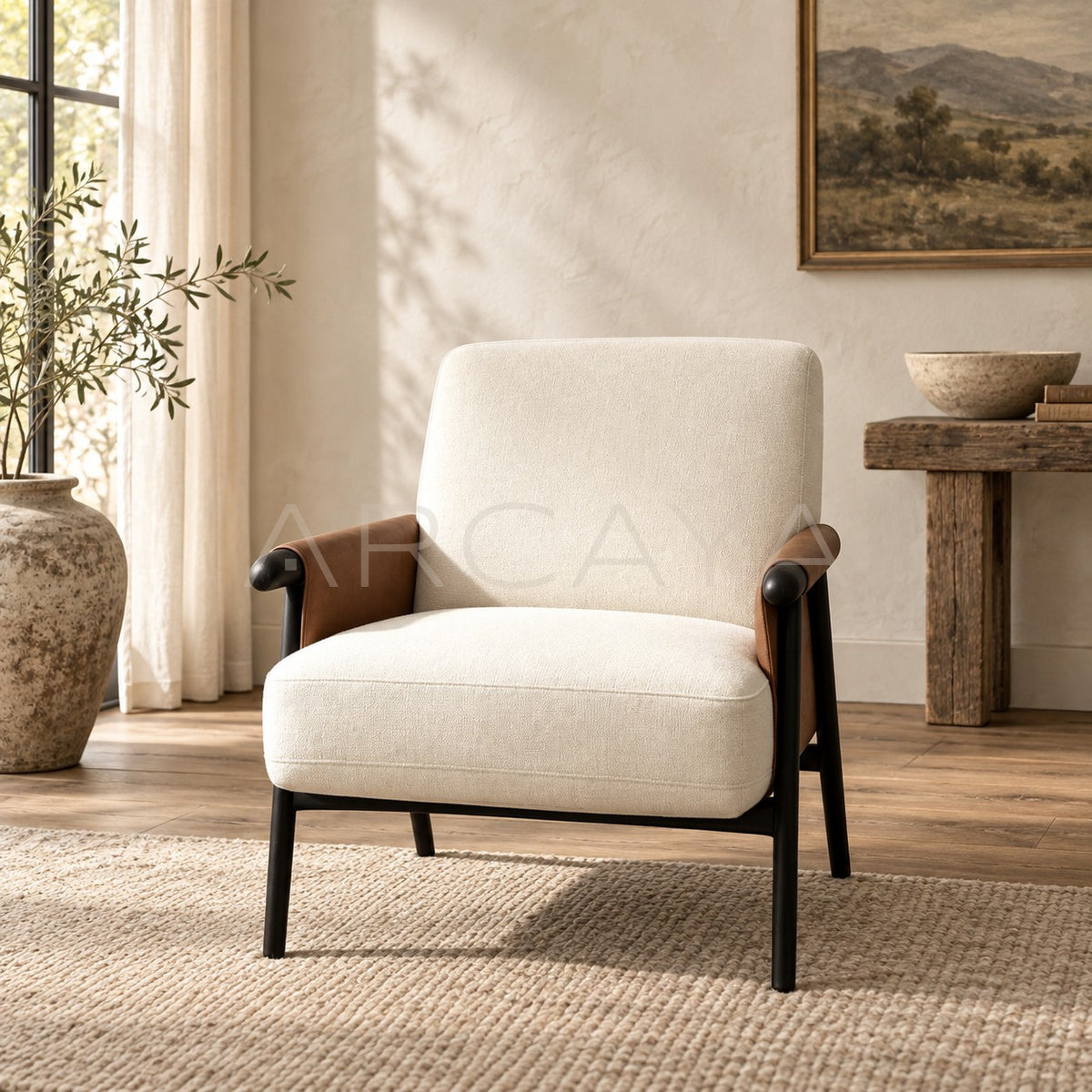 Havise Minimalist Two Tone Lounge Chair in detail