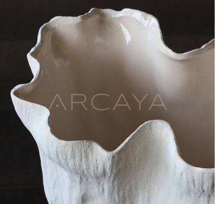 Wabi Sabi Hand Pinched Pleated Ceramic Vase - scene