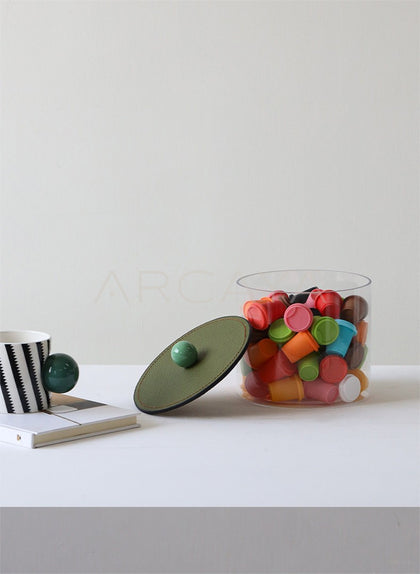 Leather Wrapped Glass Storage Jar - scene
