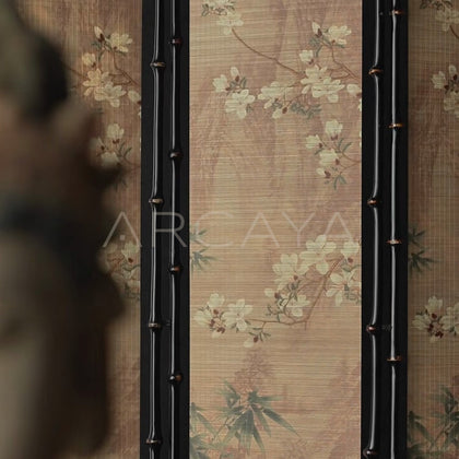 Bamboo Orchid Butterfly Double Sided Four Panel Screen - detail
