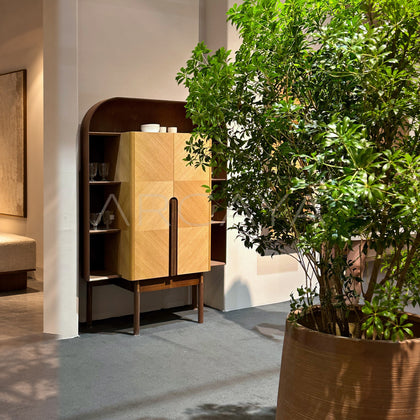 Curved Wine Cabinet With Light - main