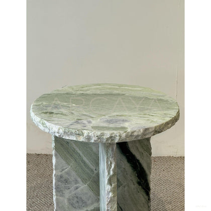 Custom Green Marble Live Edge Piece — Side Table - scene